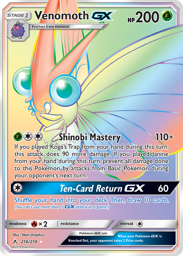 Venomoth GX (216/214) [Sun & Moon: Unbroken Bonds] | All Aboard Games