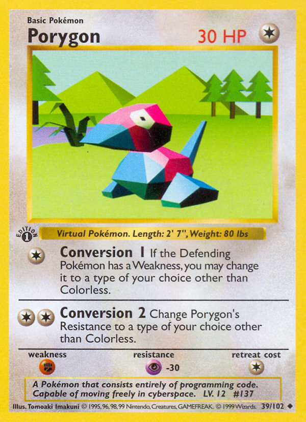 Porygon (39/102) (Shadowless) [Base Set 1st Edition] | All Aboard Games