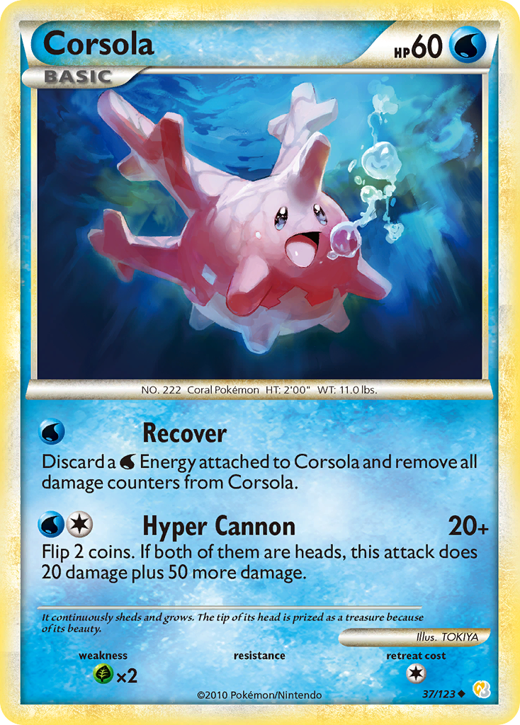 Corsola (37/123) [HeartGold & SoulSilver: Base Set] | All Aboard Games