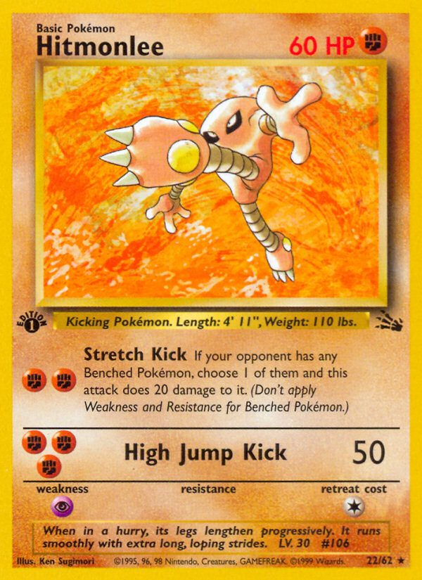 Hitmonlee (22/62) [Fossil 1st Edition] | All Aboard Games