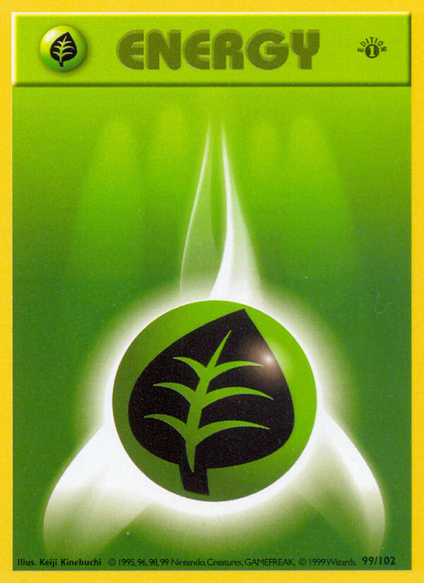 Grass Energy (99/102) (Shadowless) [Base Set 1st Edition] | All Aboard Games