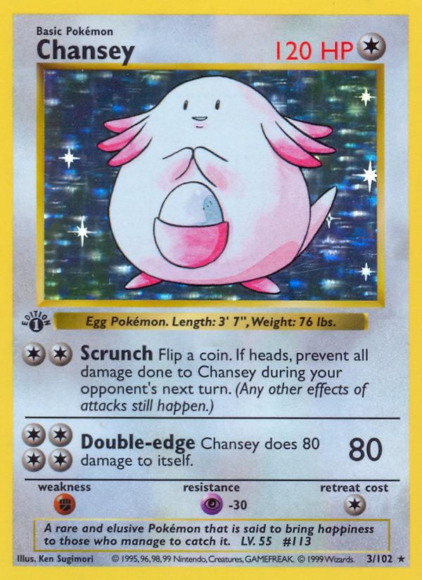 Chansey (3/102) (Shadowless) [Base Set 1st Edition] | All Aboard Games