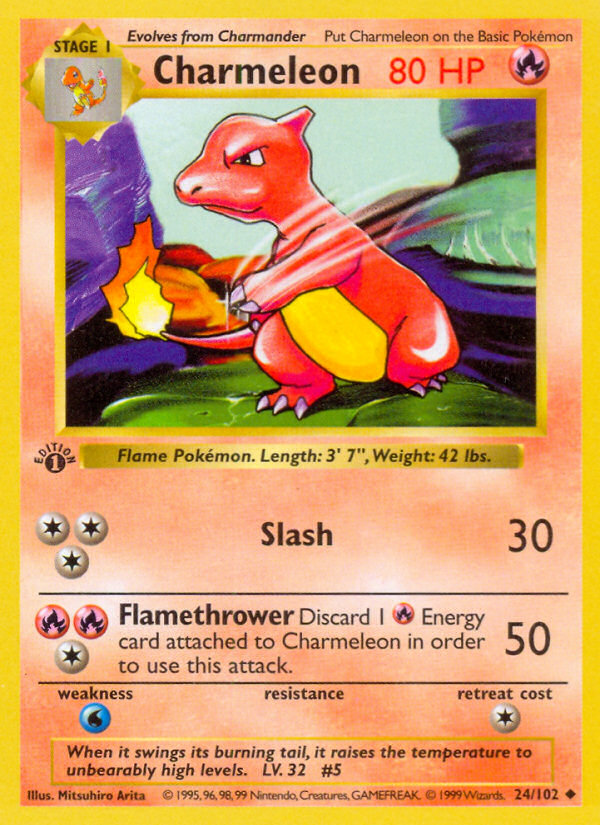 Charmeleon (24/102) (Shadowless) [Base Set 1st Edition] | All Aboard Games