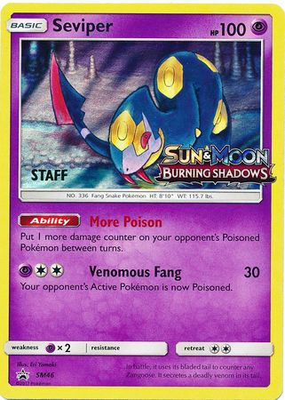 Seviper (SM46) (Staff Prerelease Promo) [Sun & Moon: Black Star Promos] | All Aboard Games