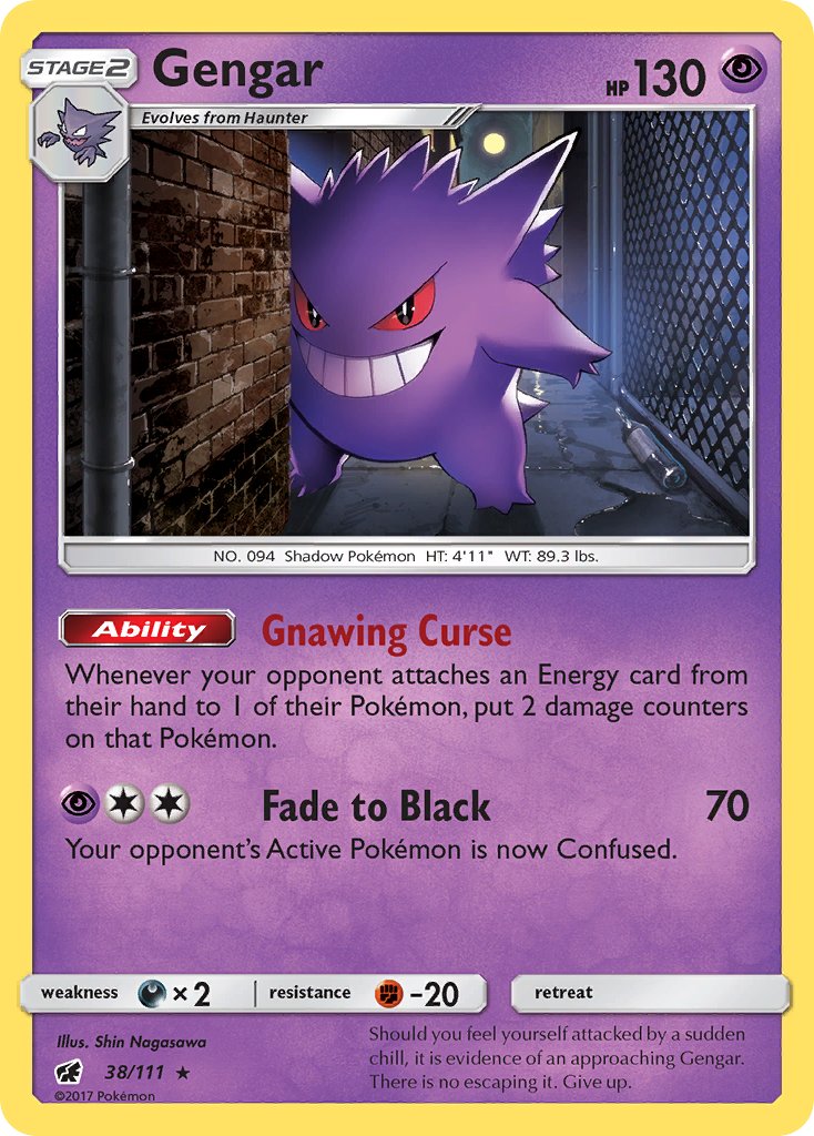 Gengar (38/111) (Prerelease Kit Exclusive) (Theme Deck Exclusive) [Sun & Moon: Crimson Invasion] | All Aboard Games