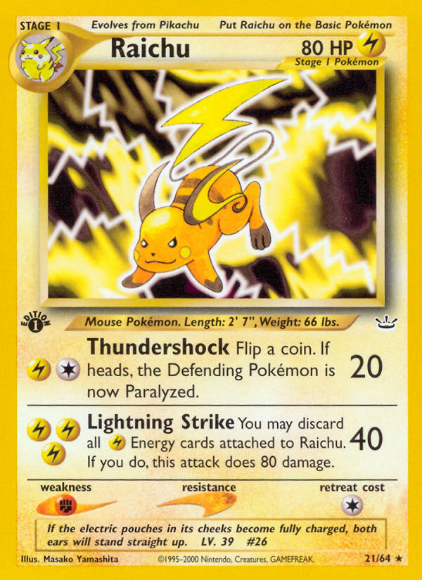 Raichu (21/64) [Neo Revelation 1st Edition] | All Aboard Games