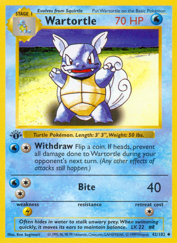 Wartortle (42/102) (Shadowless) [Base Set 1st Edition] | All Aboard Games