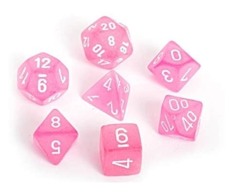 7pc Frosted Pink w/ White Polyhedral Set - CHX27464 | All Aboard Games