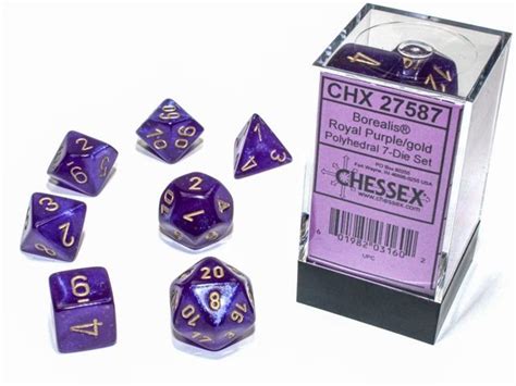 7pc Borealis Royal Purple w/ Gold Polyhedral Set - CHX27587 | All Aboard Games