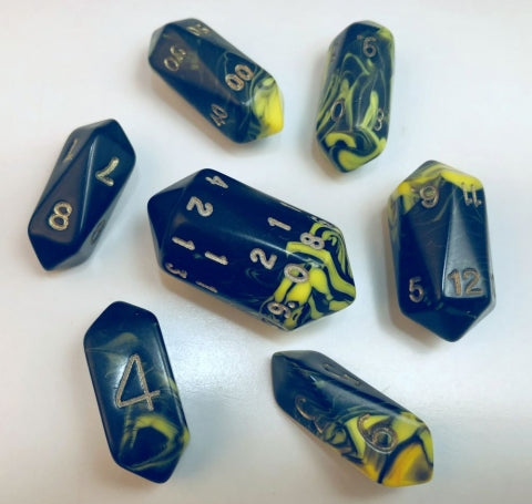 7pc Crystal Oblivion Black-Yellow w/gold Crystal Set - CC06097 | All Aboard Games