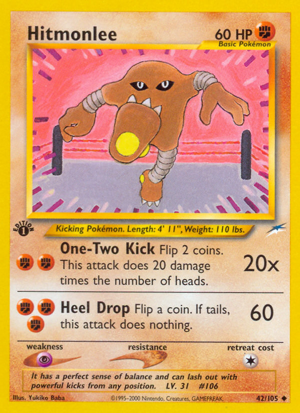 Hitmonlee (42/105) [Neo Destiny 1st Edition] | All Aboard Games