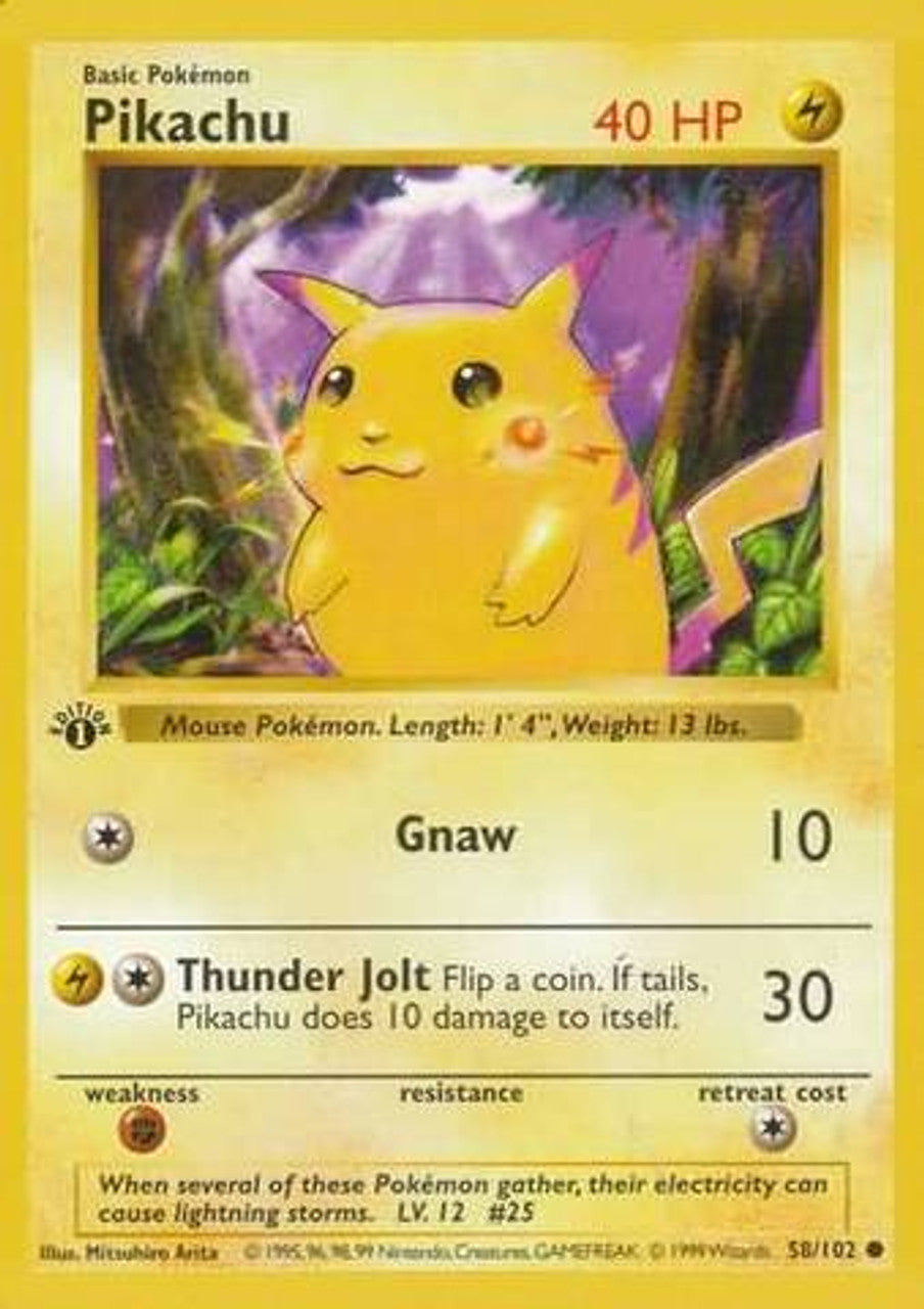 Pikachu (58/102) (Red Cheeks Misprint) [Base Set 1st Edition] | All Aboard Games