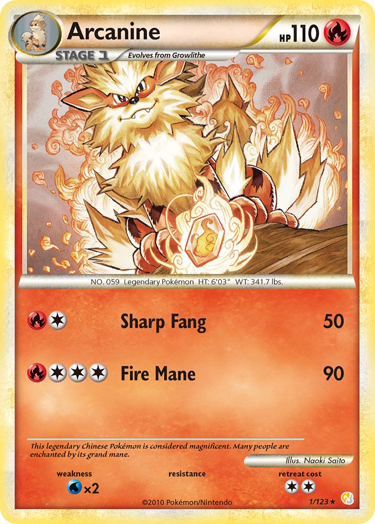 Arcanine (1/123) (Theme Deck Exclusive) [HeartGold & SoulSilver: Base Set] | All Aboard Games