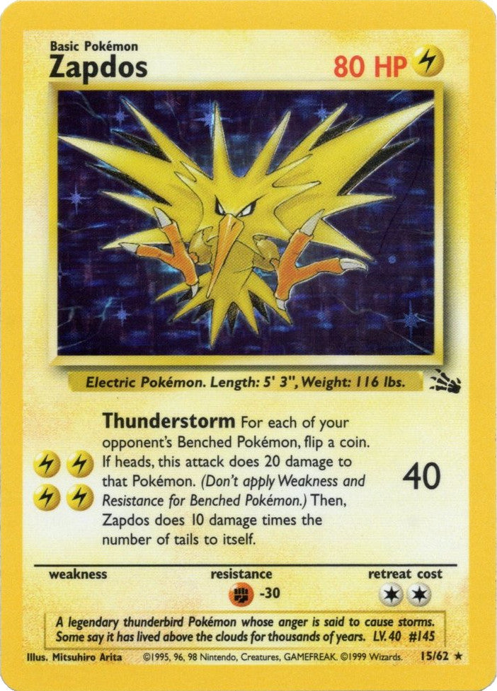 Zapdos (15/62) [Fossil Unlimited] | All Aboard Games