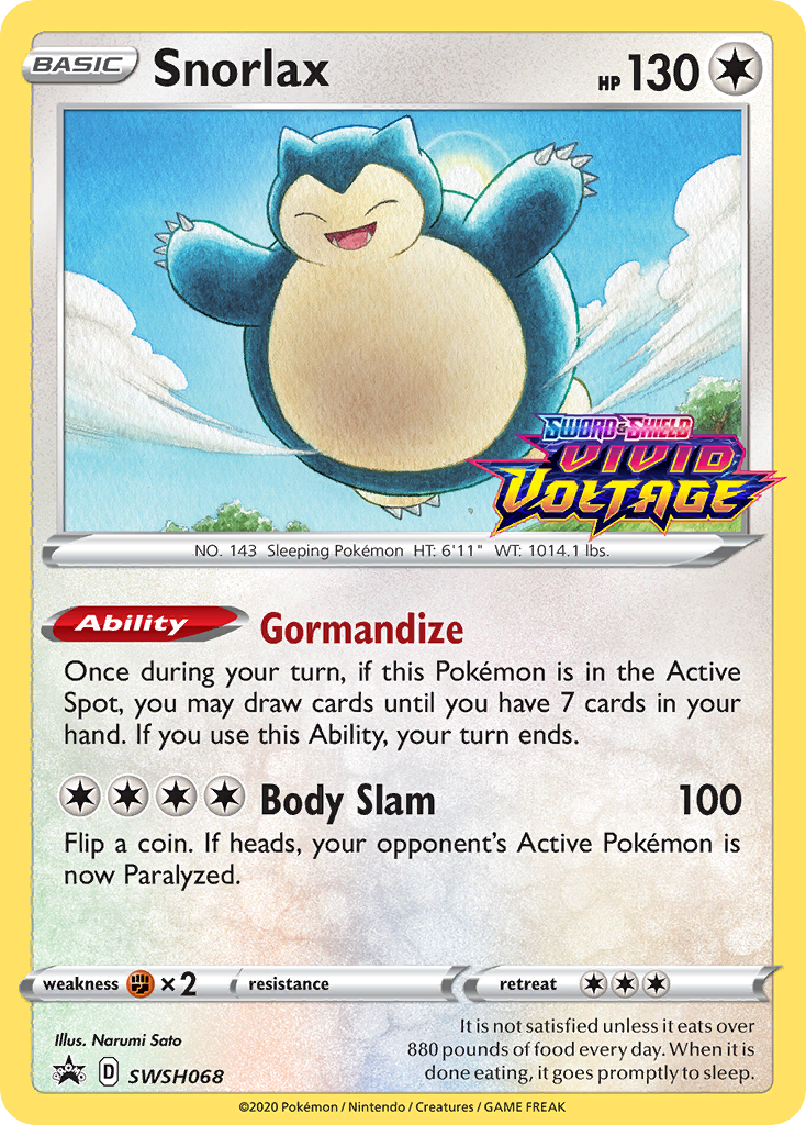 Snorlax (SWSH068) (Prerelease Promo) [Sword & Shield: Black Star Promos] | All Aboard Games