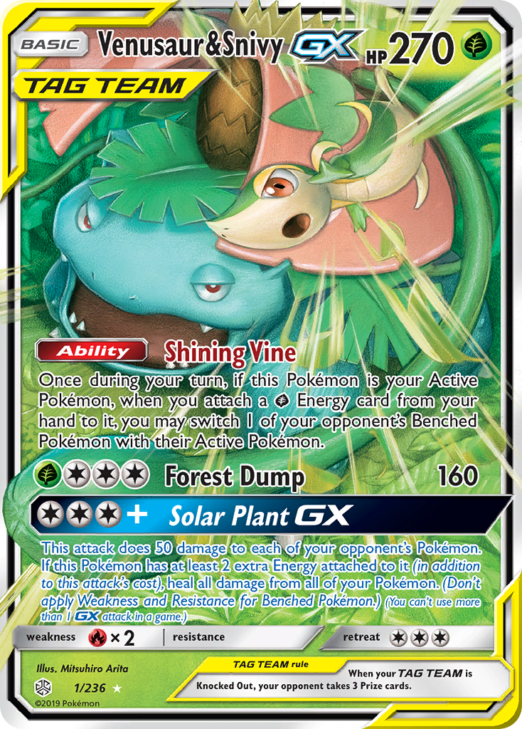 Venusaur & Snivy GX (1/236) [Sun & Moon: Cosmic Eclipse] | All Aboard Games