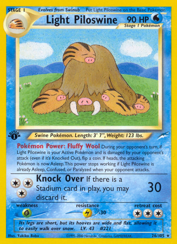 Light Piloswine (26/105) [Neo Destiny 1st Edition] | All Aboard Games