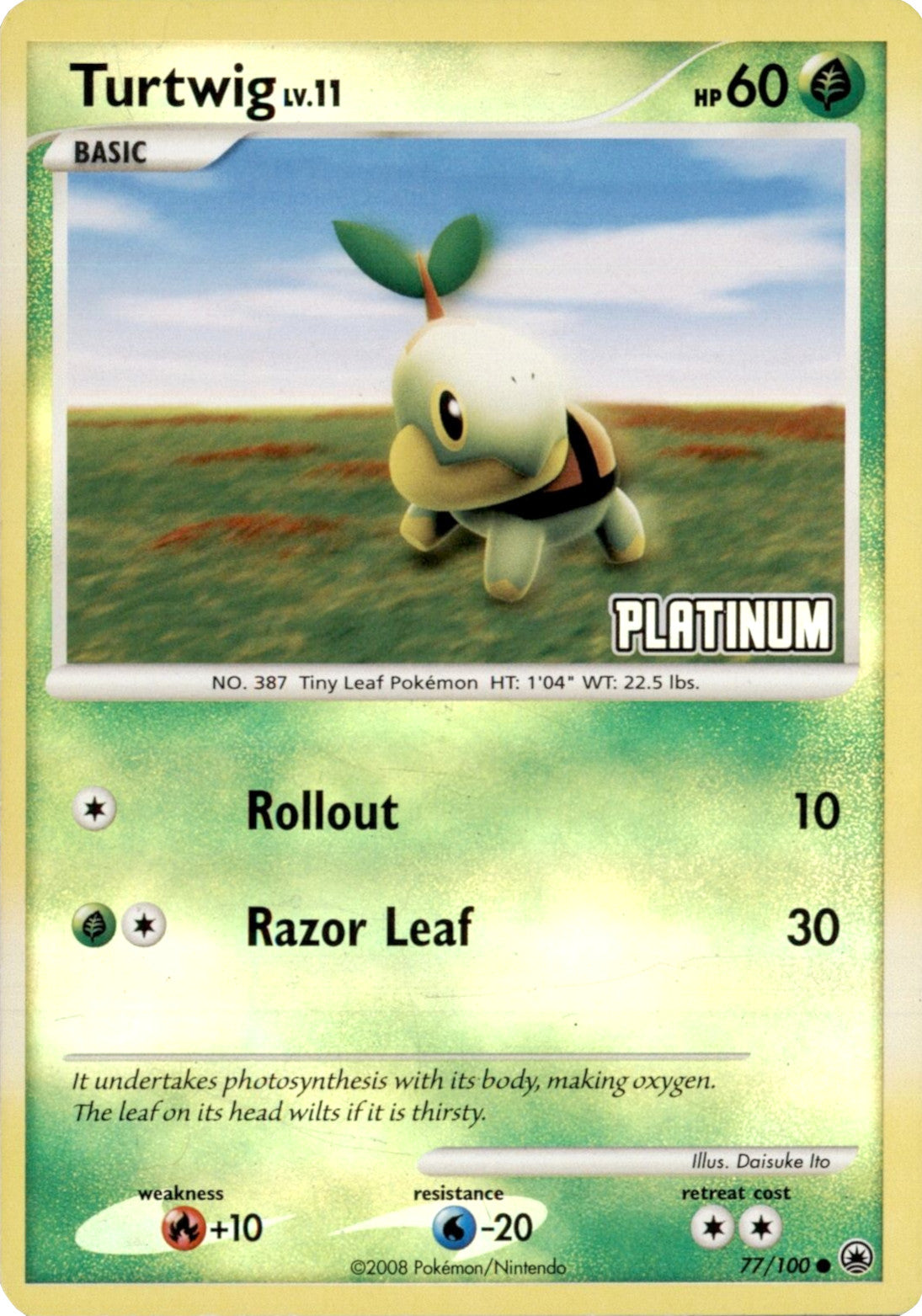 Turtwig LV.11 (77/100) (Platinum) [Burger King Promos: 2008 Collection] | All Aboard Games