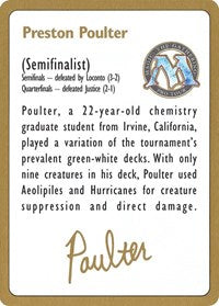 1996 Preston Poulter Biography Card [World Championship Decks] | All Aboard Games
