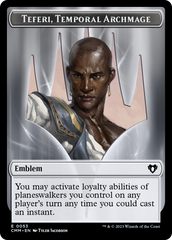 Clue // Emblem - Teferi, Temporal Archmage Double-Sided Token [Commander Masters Tokens] | All Aboard Games