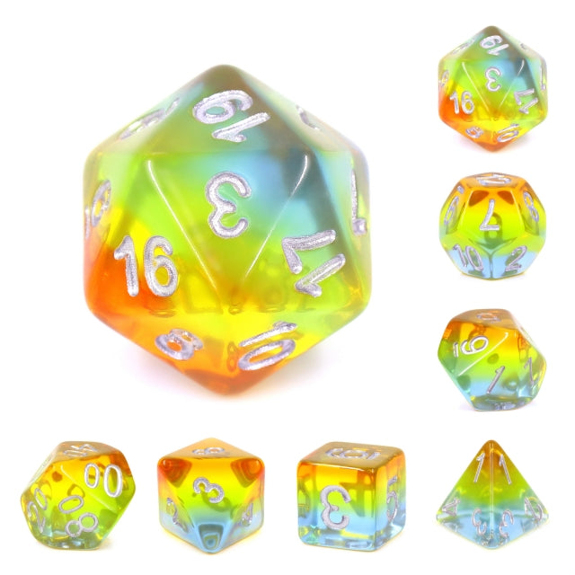 7pc 4-Layer Transparent Yellow Aurora w/ Silver - HDTL03 | All Aboard Games