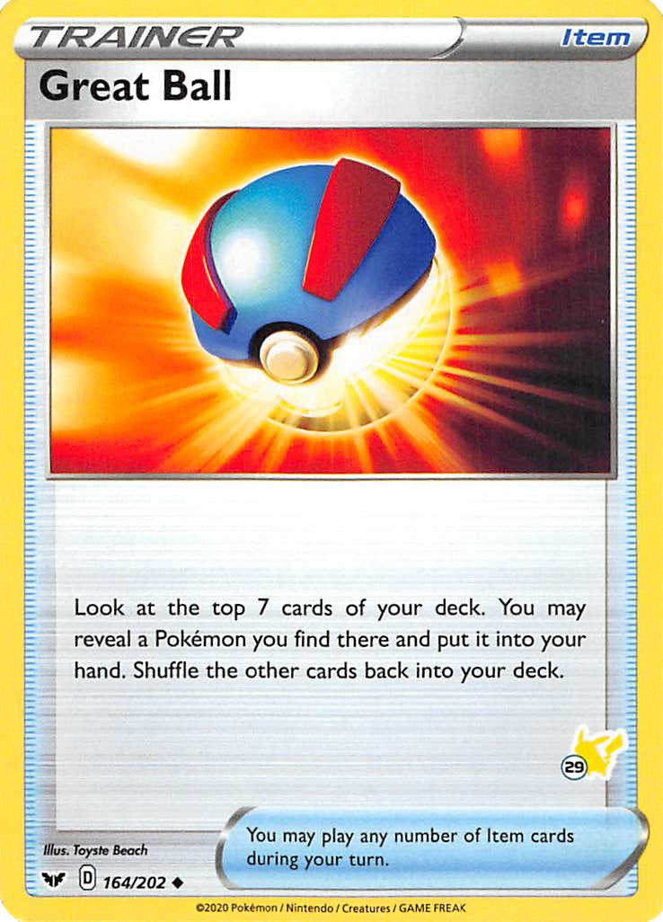 Great Ball (164/202) (Pikachu Stamp #29) [Battle Academy 2022] | All Aboard Games