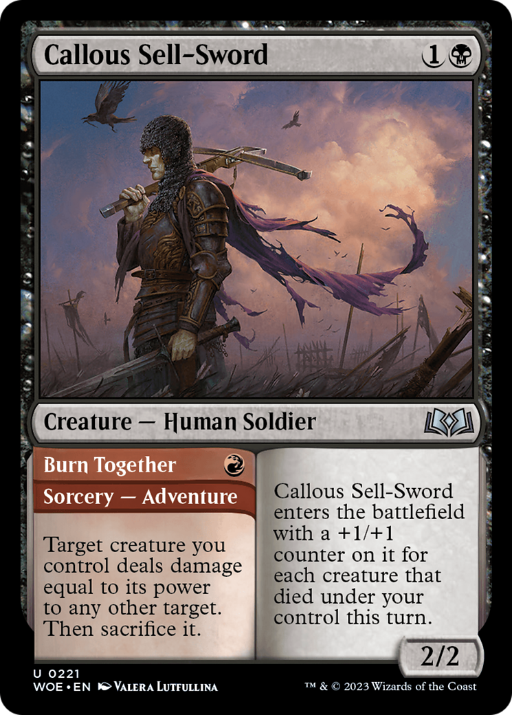 Callous Sell-Sword // Burn Together [Wilds of Eldraine] | All Aboard Games