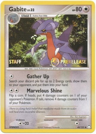 Gabite (48/123) (Staff Prerelease Promo) [Diamond & Pearl: Black Star Promos] | All Aboard Games