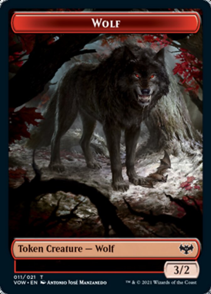 Wolf (011) // Spirit (002) Double-sided Token [Innistrad: Crimson Vow Tokens] | All Aboard Games