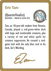 1996 Eric Tam Biography Card [World Championship Decks] | All Aboard Games