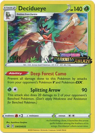 Decidueye (SWSH035) (Staff Prerelease Promo) [Sword & Shield: Black Star Promos] | All Aboard Games