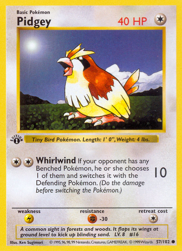 Pidgey (57/102) (Shadowless) [Base Set 1st Edition] | All Aboard Games