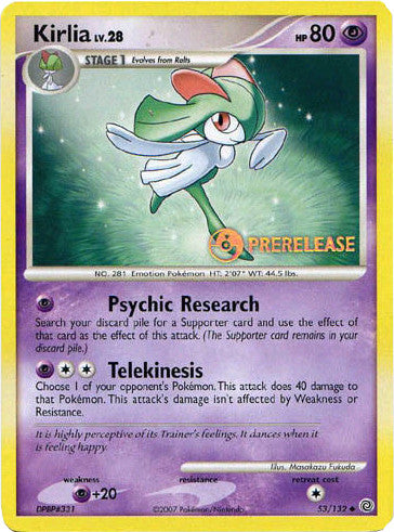 Kirlia (53/132) (Prerelease Promo) [Diamond & Pearl: Black Star Promos] | All Aboard Games