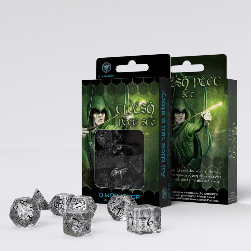 7pc Elvish: Translucent w/ Black | All Aboard Games