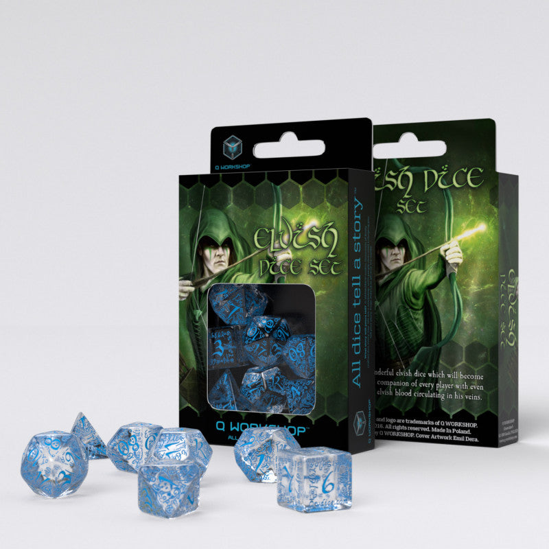 7pc Elvish Translucent w/ Blue | All Aboard Games