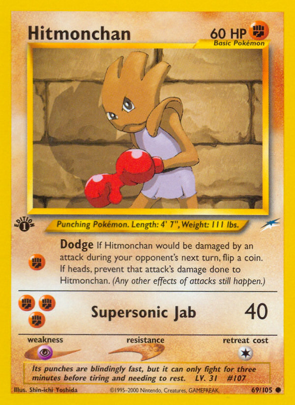 Hitmonchan (69/105) [Neo Destiny 1st Edition] | All Aboard Games