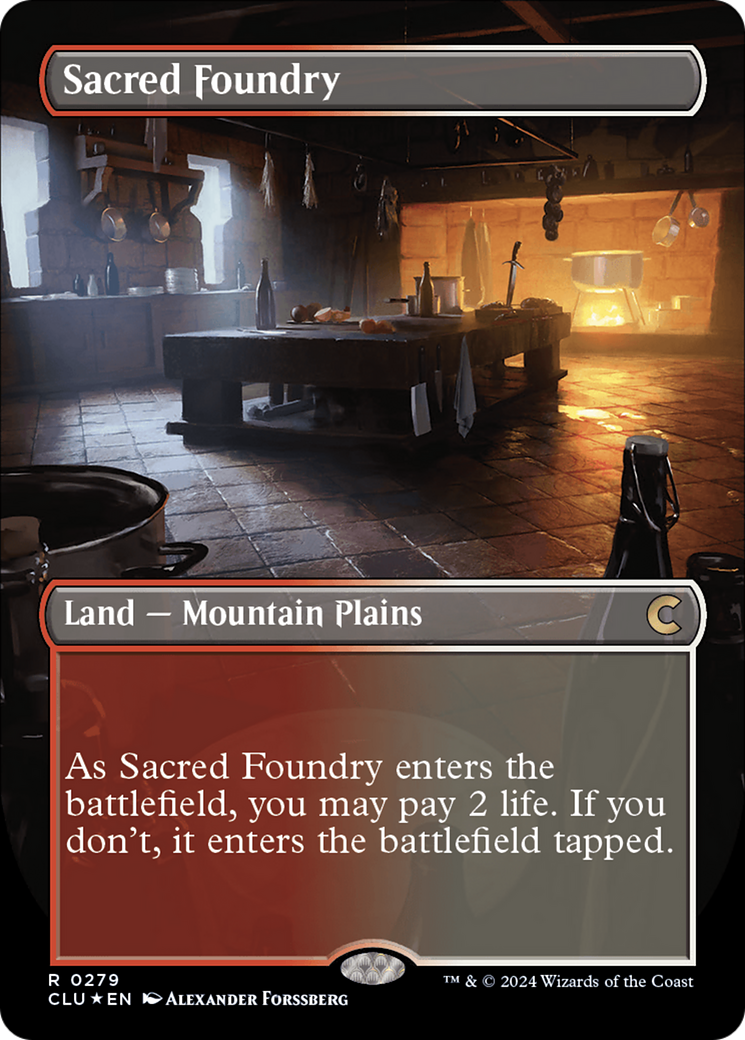 Sacred Foundry (Borderless) [Ravnica: Clue Edition] | All Aboard Games