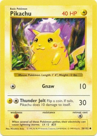 Pikachu (58/102) (Red Cheeks Misprint) [Base Set Shadowless Unlimited] | All Aboard Games