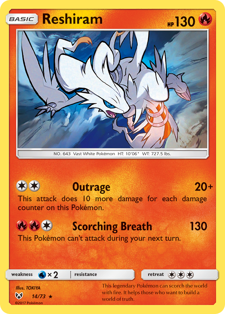 Reshiram (14/73) [Sun & Moon: Shining Legends] | All Aboard Games