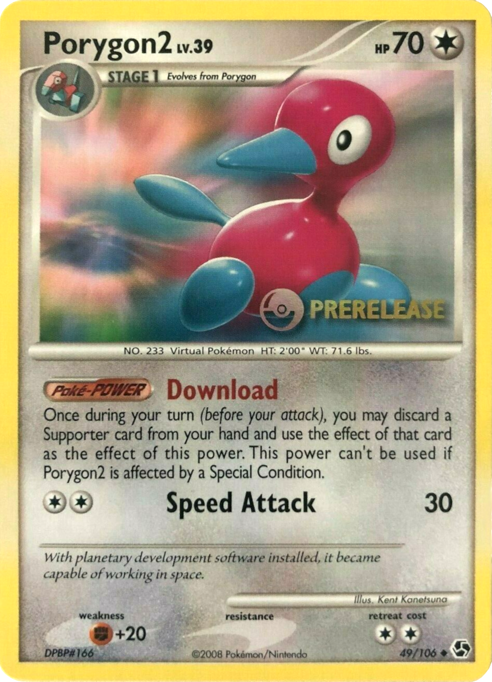 Porygon2 (49/106) (Prerelease Promo) [Diamond & Pearl: Black Star Promos] | All Aboard Games