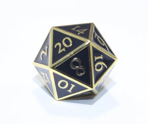 Giant D20 Dwarven Metal: Gold w/ Black Enamel - CC02355 | All Aboard Games