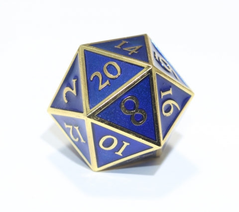 Giant D20 Dwarven Metal: Gold w/ Blue Enamel - CC02353 | All Aboard Games
