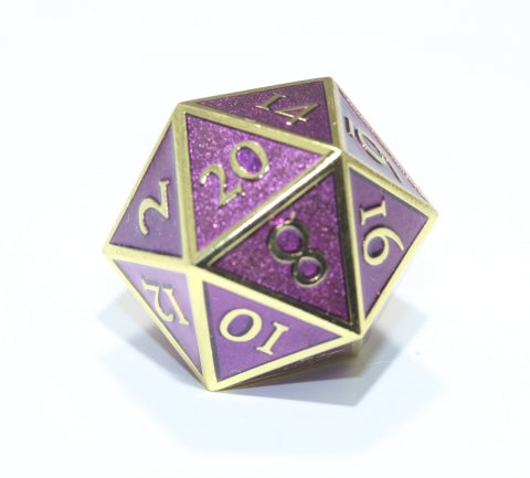 Giant D20 Dwarven Metal: Gold w/ Purple Enamel - CC02354 | All Aboard Games