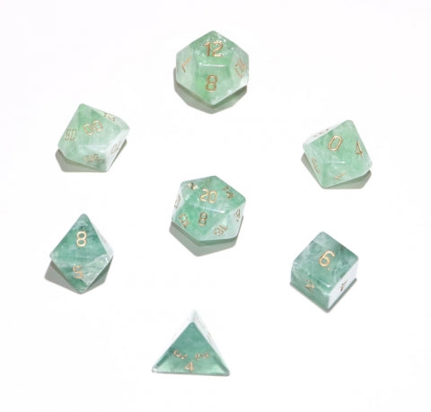 7pc 16mm Dwarven Stones: Green Flourite Polyhedral Set - CC02554 | All Aboard Games