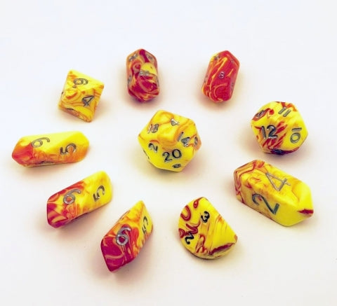 10pc Hybrid Toxic Red-Yellow w/silver Crystal Set - CC07021 | All Aboard Games