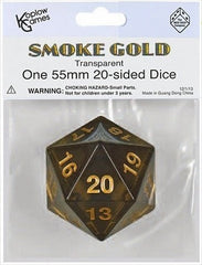 55mm Countdown D20 Translucent Black | All Aboard Games