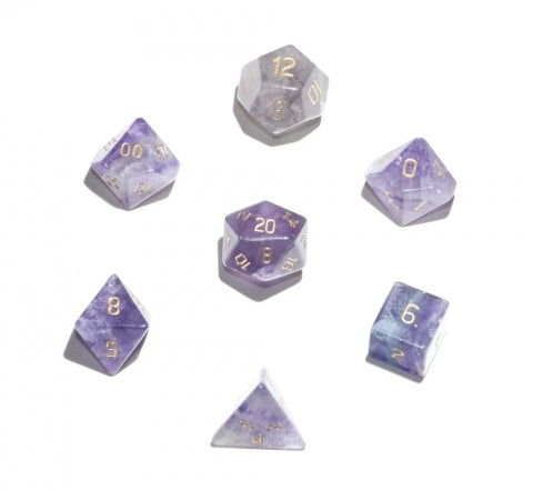 7pc 16mm Dwarven Stones: Purple Flourite Polyhedral Set - CC02558 | All Aboard Games