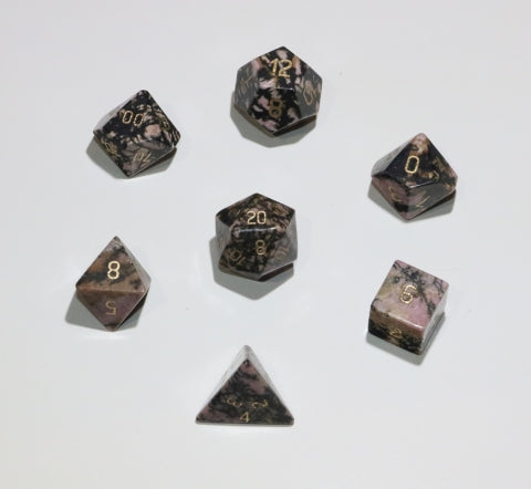 7pc 16mm Dwarven Stones: Rhodonite Polyhedral Set - CC02556 | All Aboard Games