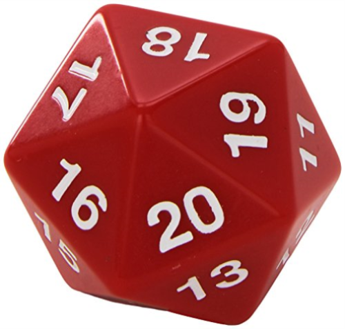 55mm Countdown D20 Opaque Red | All Aboard Games