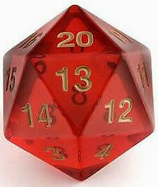 55mm Countdown D20 Translucent Red | All Aboard Games